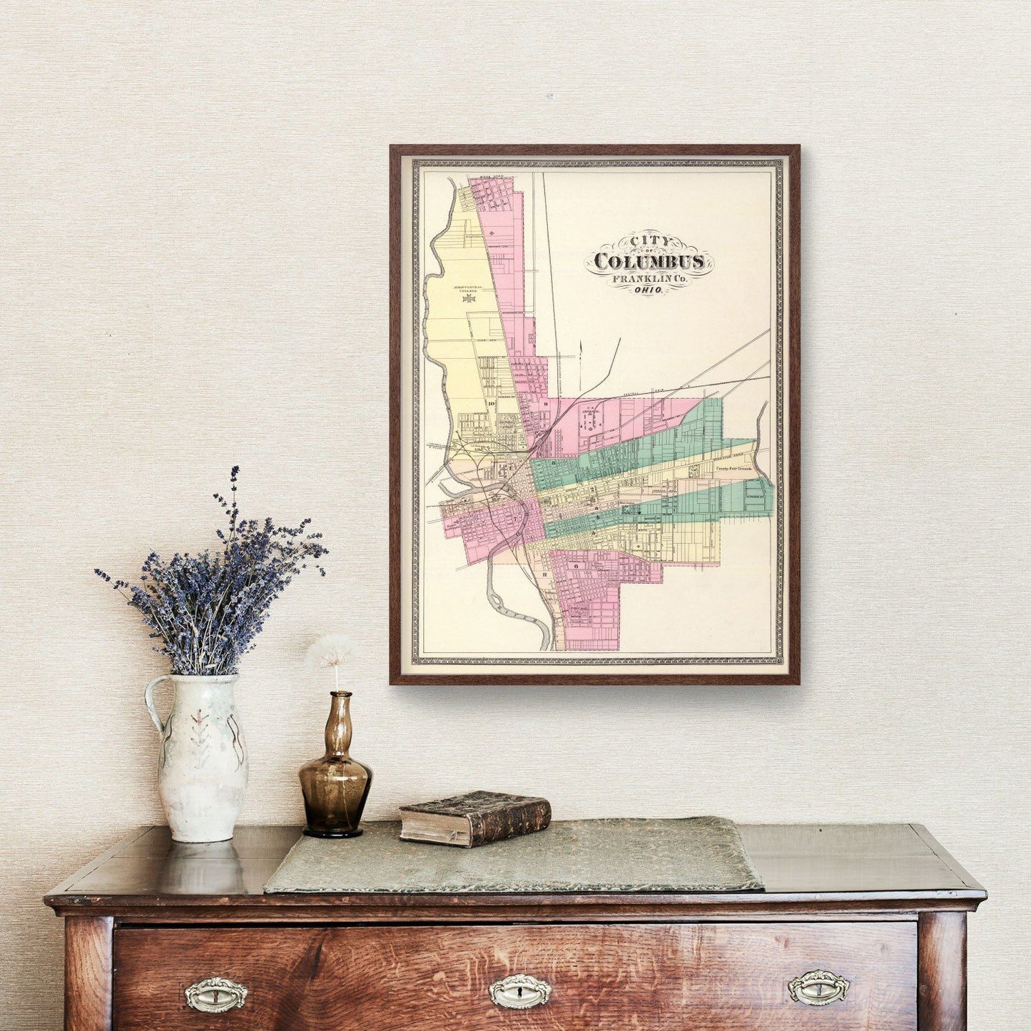 Vintage Map of Columbus, Ohio 1872