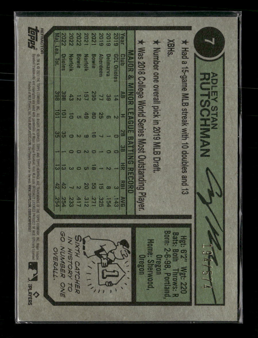 2023 Topps Heritage Chrome Refractor Adley Rutschman Rookie #/574 #7