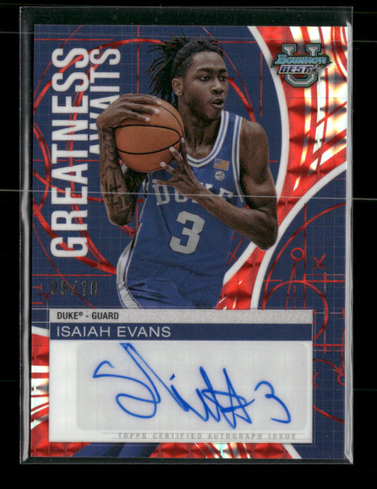 2024-25 Bowman's Best University Autographs Red Geometric Isaiah Evans #/10 Auto