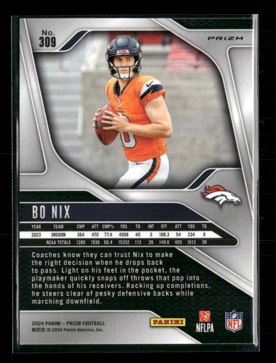 2024 Panini Prizm Red White and Blue Bo Nix Rookie #309