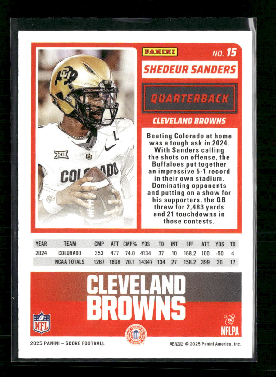 2025 Score Dots Gold Shedeur Sanders Rookie #/499 #15