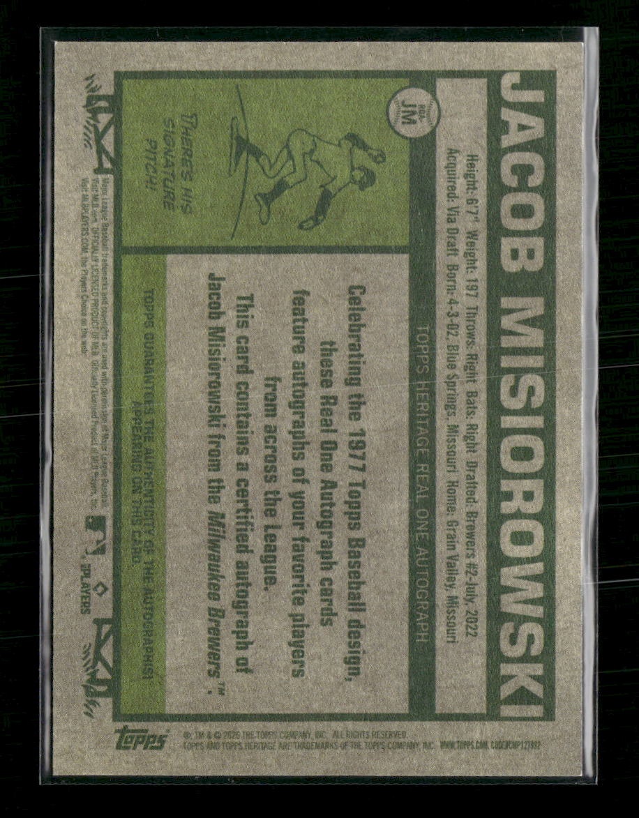 2026 Topps Heritage Real One Autographs Jacob Misiorowski Auto #ROA-JM