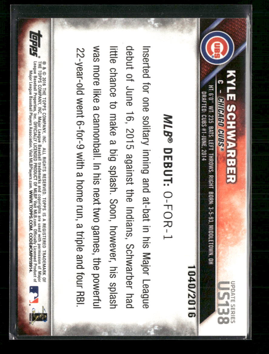 2016 Topps Update Gold Kyle Schwarber #/2016 #US138