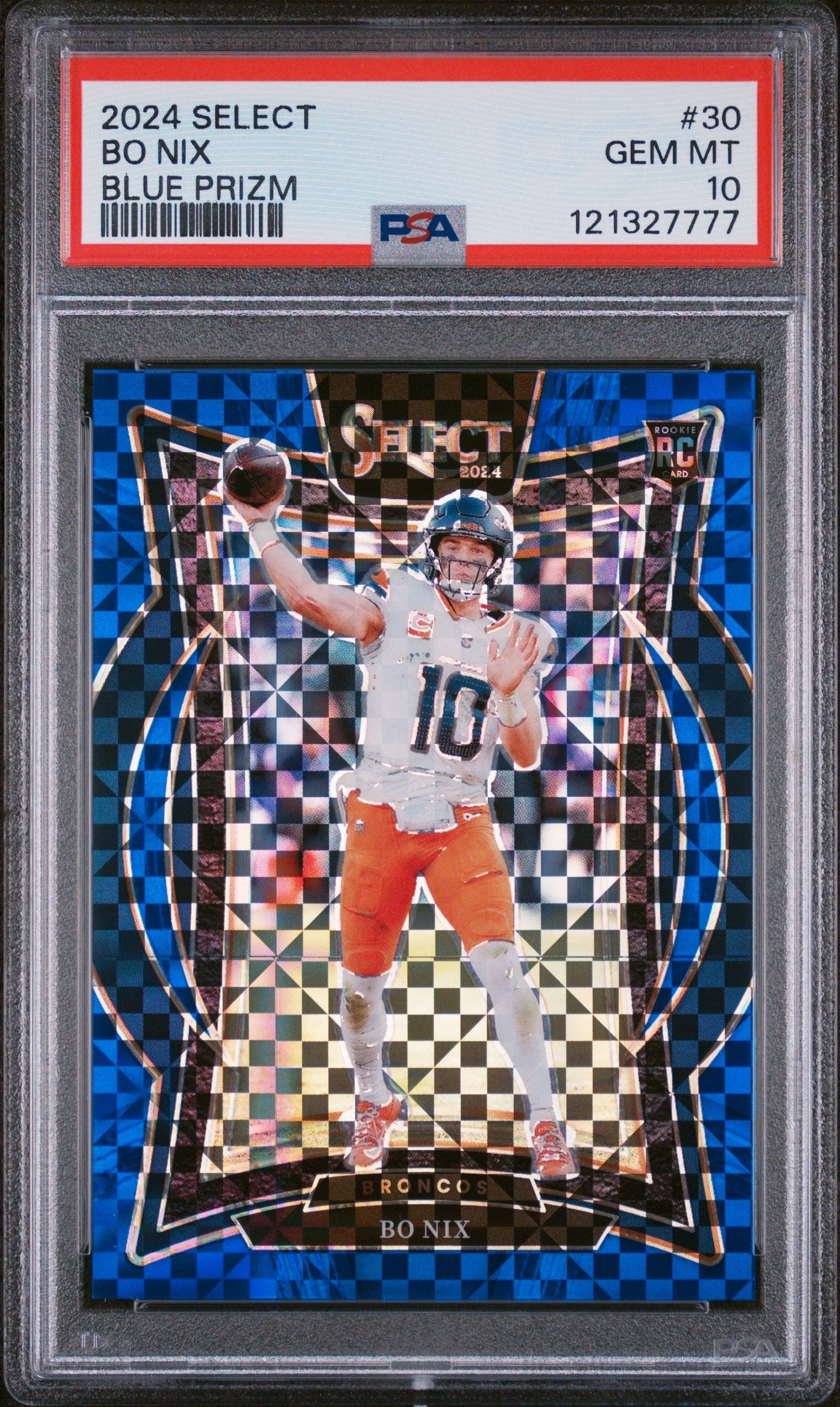 2024 Panini Select Blue Prizm Bo Nix 10 PSA #30