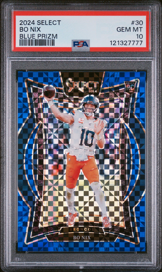 2024 Panini Select Blue Prizm Bo Nix 10 PSA #30