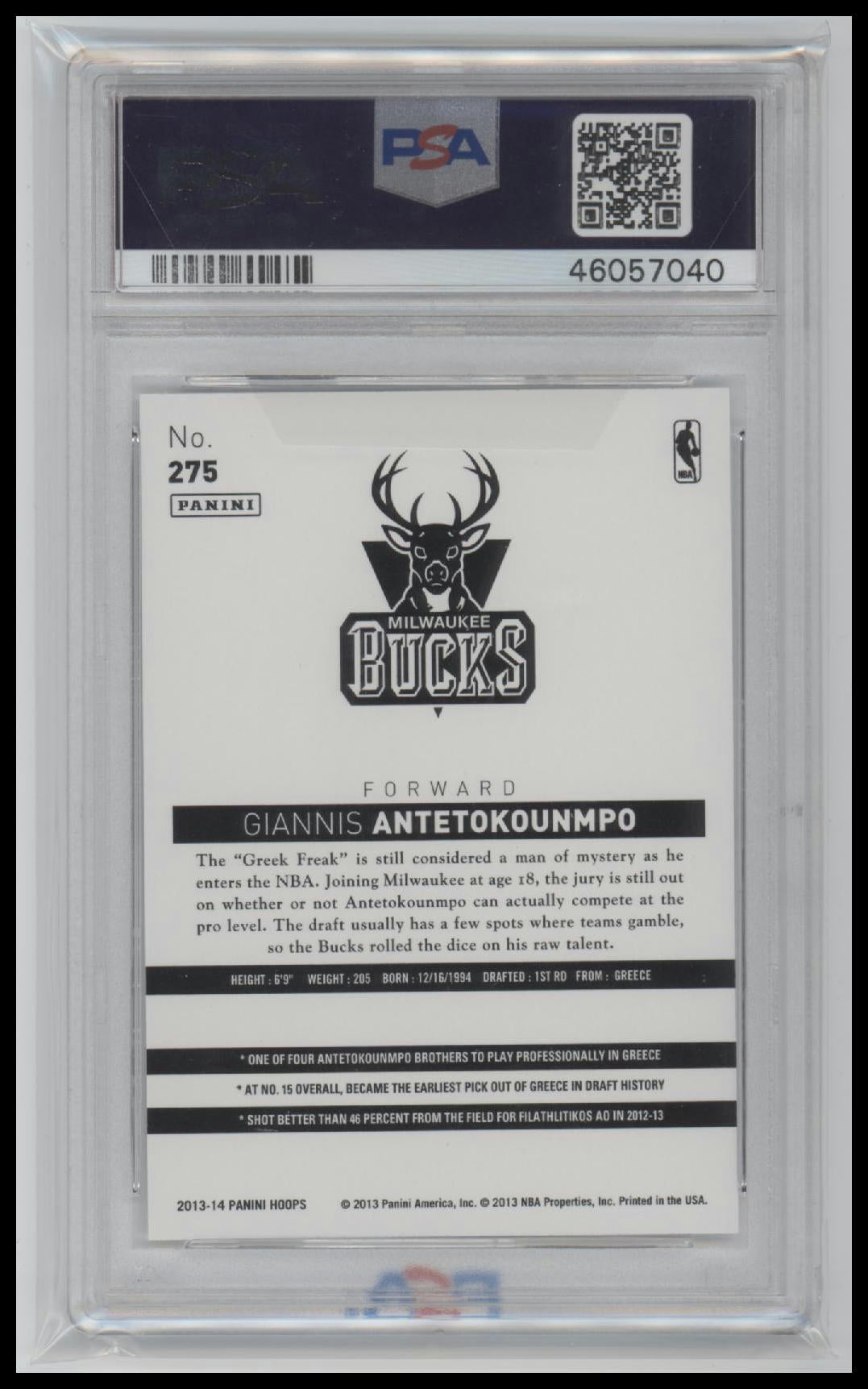 2013 Panini Hoops G.Antetokounmpo 10 PSA #275