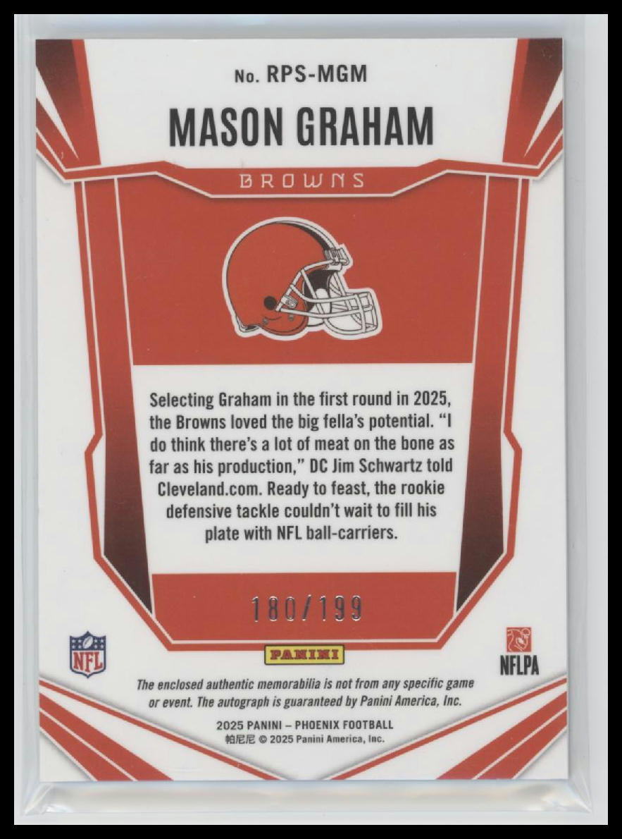 2025 Panini Phoenix Rookie Patch Auto Bronze Prizm Mason Graham #/199 #RPS-MGM