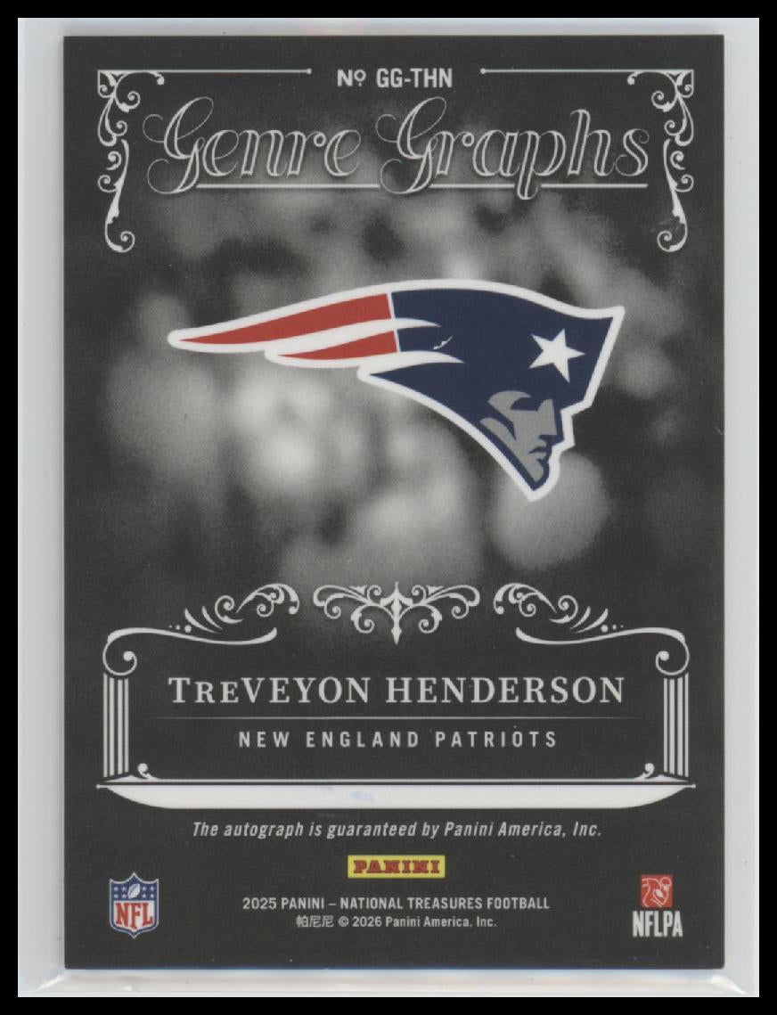 2025 Panini National Treasures Genre Graphs TreVeyon Henderson #/99 Auto #GG-THN