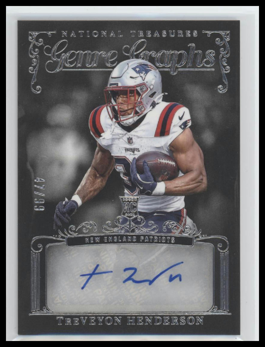 2025 Panini National Treasures Genre Graphs TreVeyon Henderson #/99 Auto #GG-THN