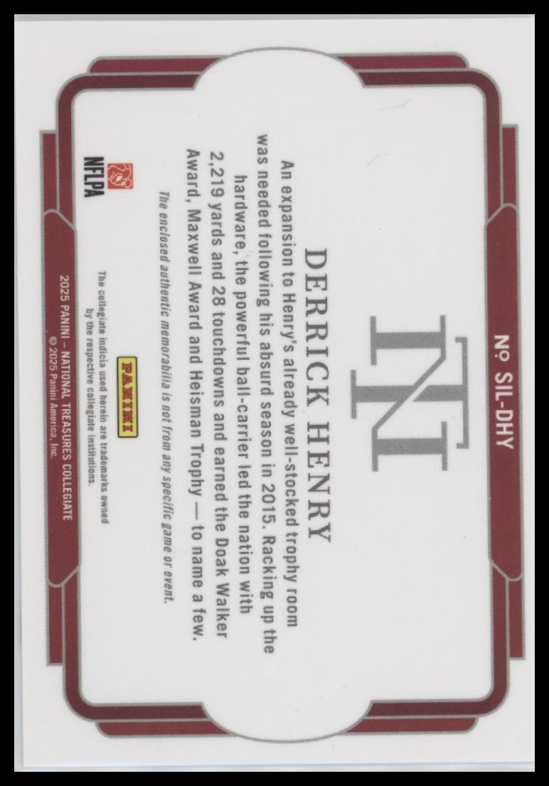 2025 Panini National Treasures Relic #/99 Derrick Henry #SIL-DHY