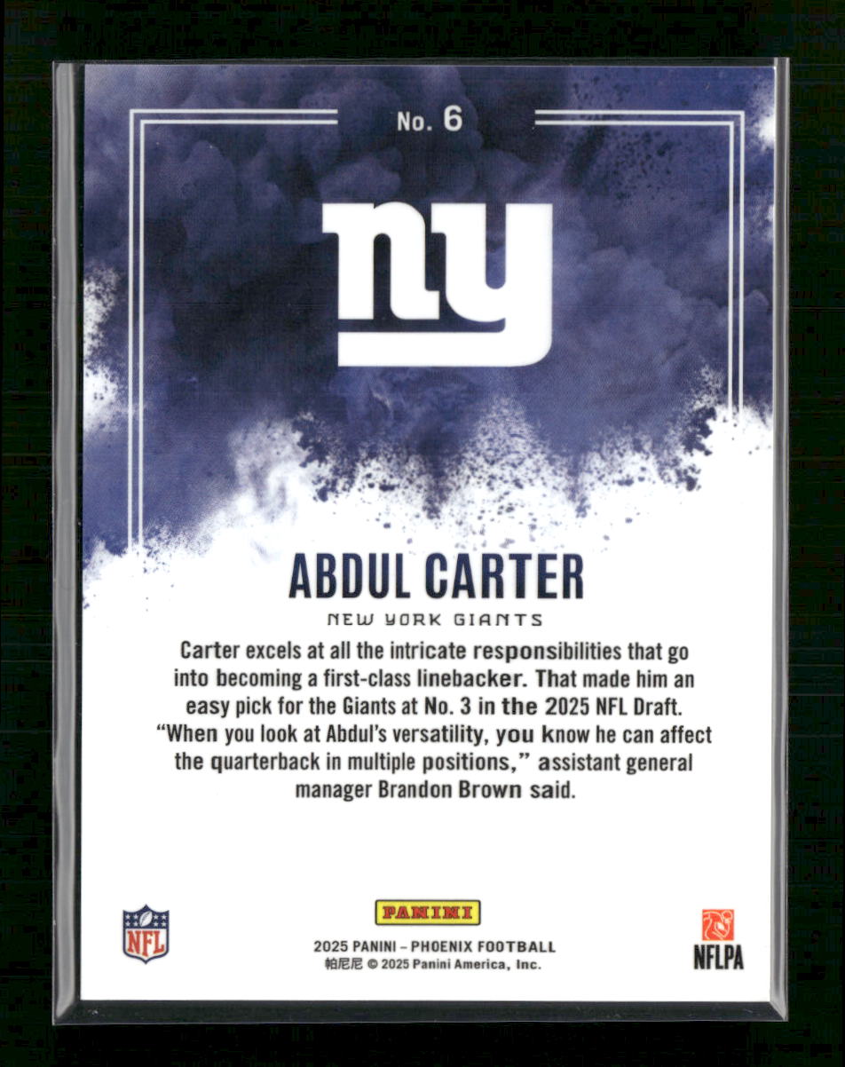 2025 Panini Phoenix Color Blast Abdul Carter #6