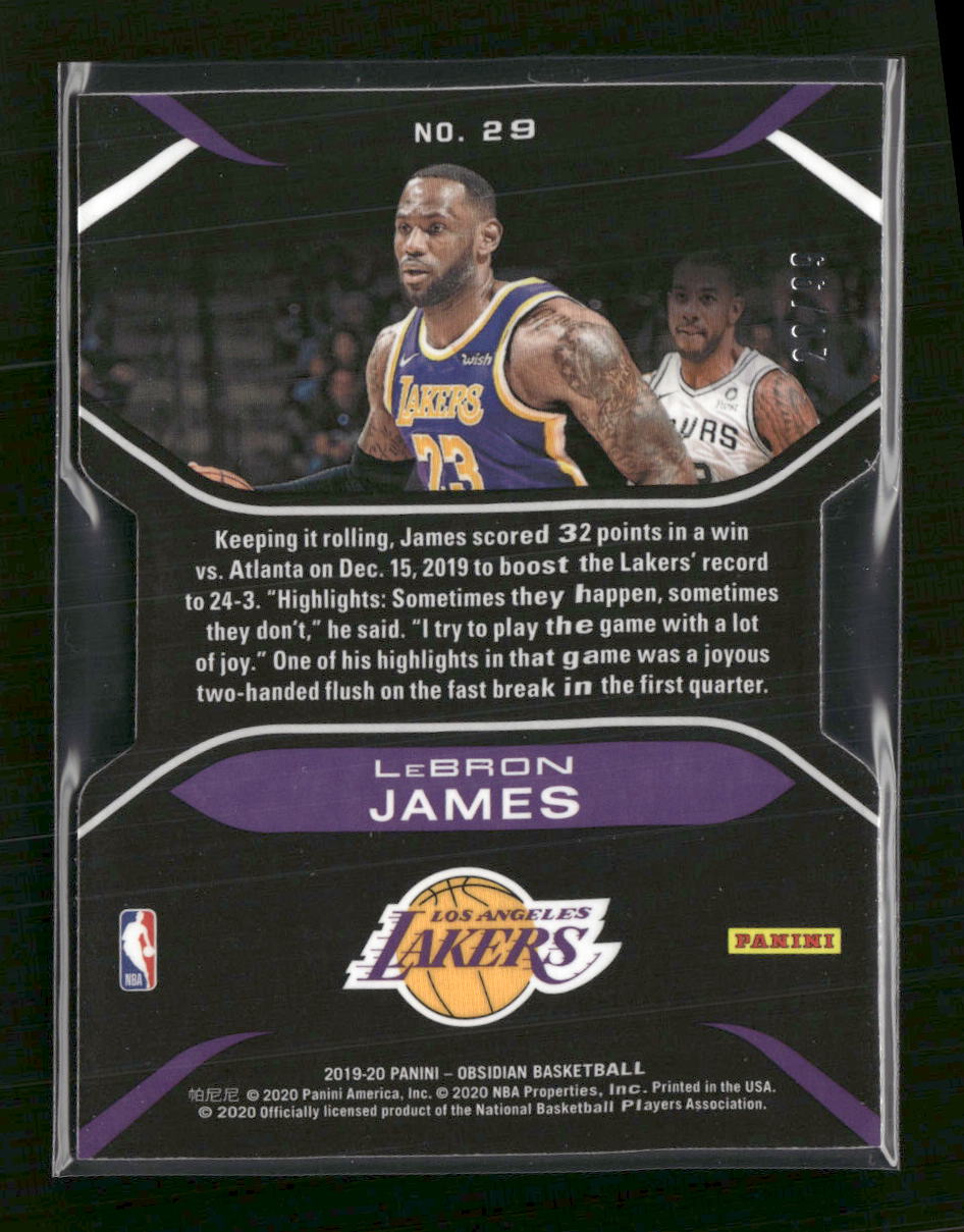 2019-20 Panini Obsidian Pitch Black LeBron James #/99 #29