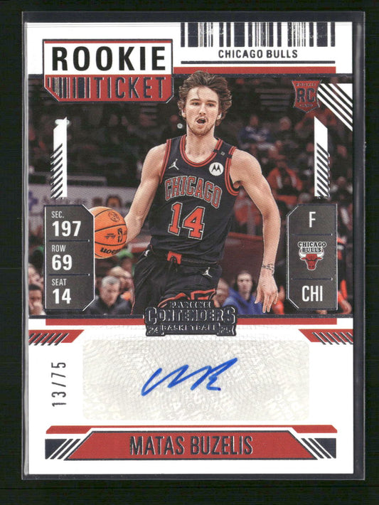 2024-25 Panini Silhouette Rookie Season Ticket Matas Buzelis #/75 Auto #RST-BUZ