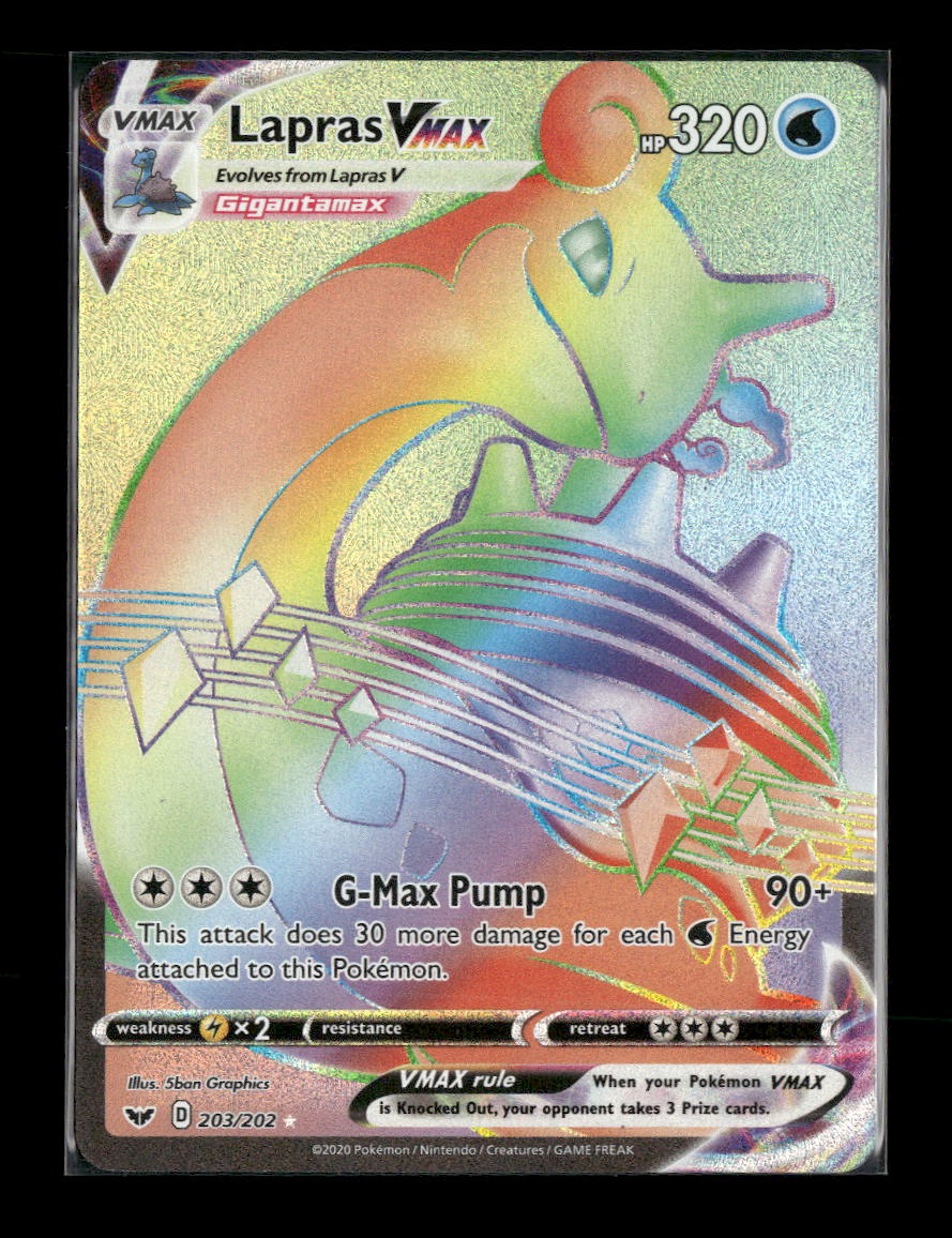 SWSH01: Sword & Shield Base Set Lapras VMAX (Secret) #203/202