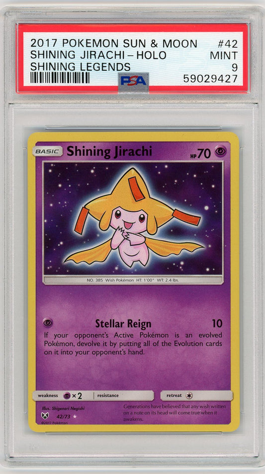 2017 Pokemon Sun & Moon Shining Legends Shining Jirachi-Holo 9 PSA #42