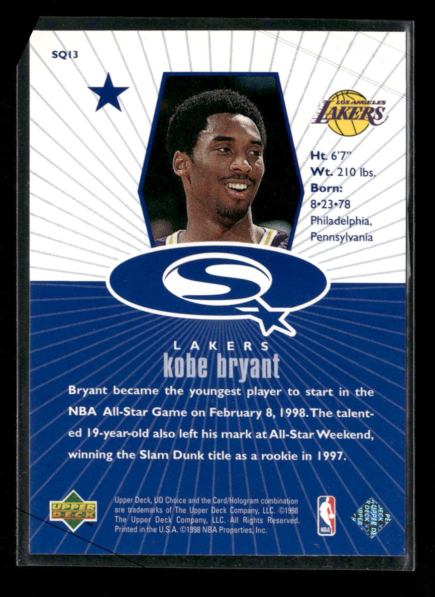 1998-99 UD Choice StarQuest Blue Kobe Bryant #SQ13
