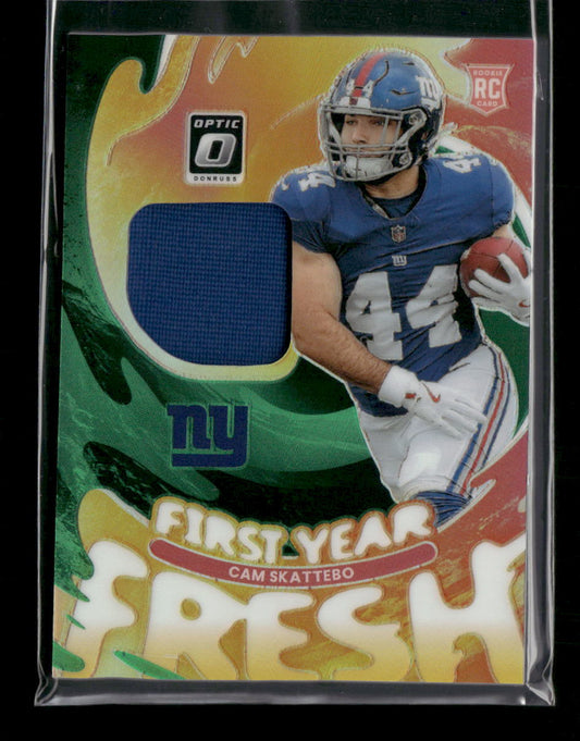 2025 Donruss Optic First Year Fresh Neon Green Cam Skattebo #/149 #FYFBH-CSO