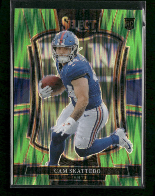 2025 Panini Select Neon Green Prizm Shock Cam Skattebo #/699 #195
