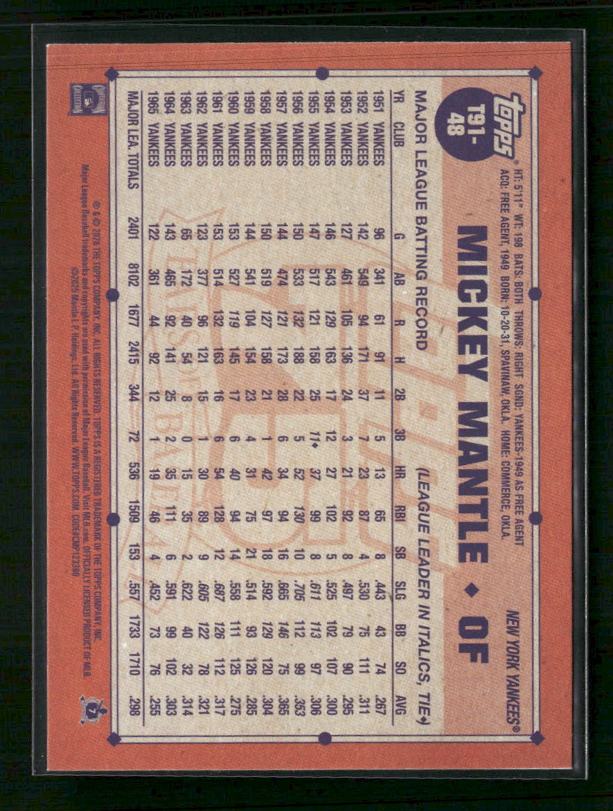 2026 Topps Baseball 35th Anniversary Pink Mickey Mantle #T91-48