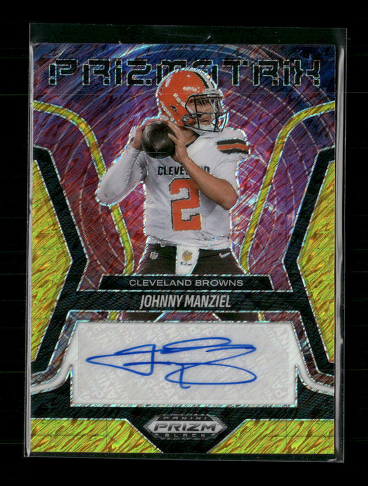 2025 Panini Prizm Black Prizmatrix Gold Shimmer Johnny Manziel #PS-JML /10