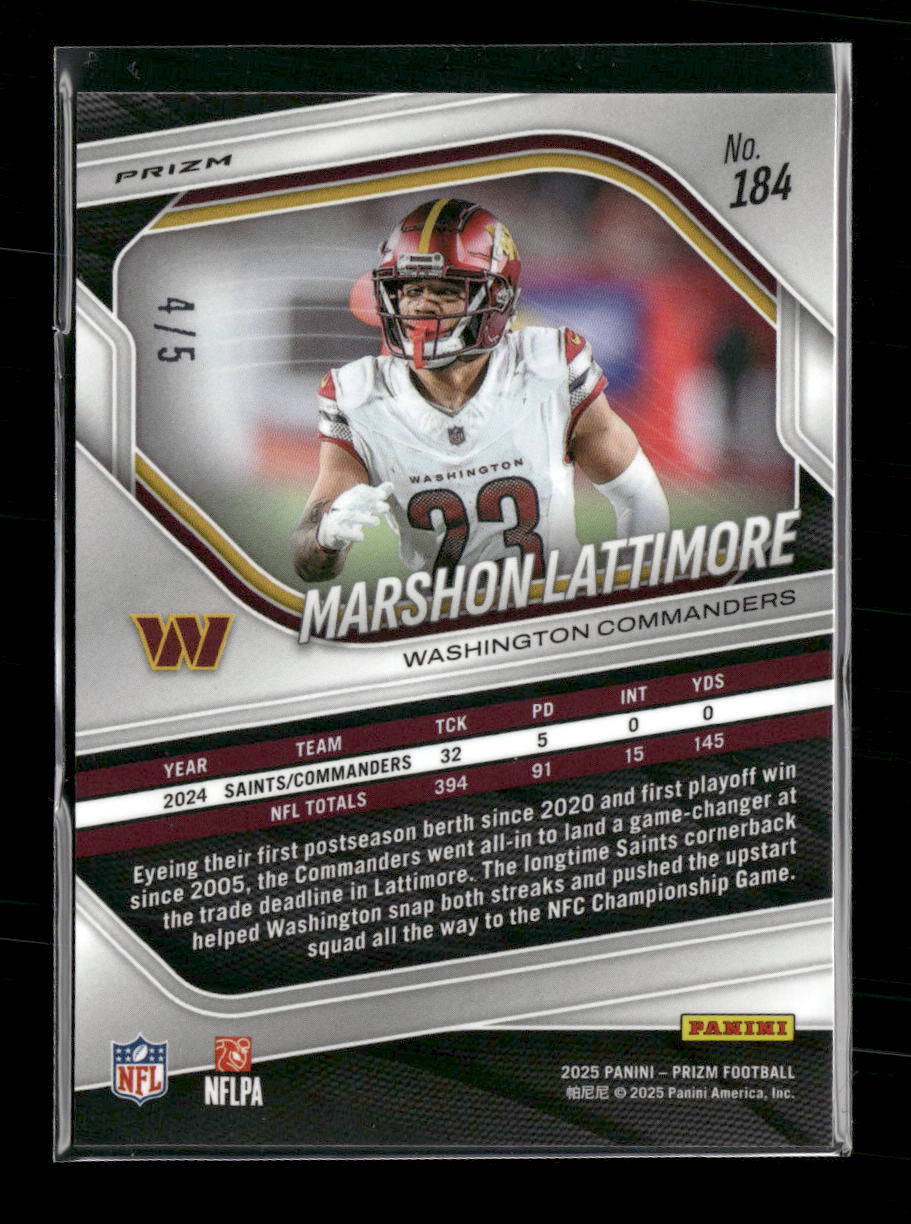 2025 Panini Prizm Shimmer Green Marshon Lattimore #/5 #184