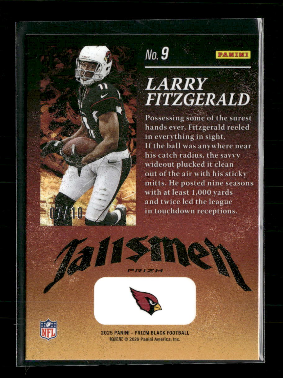 2025 Panini Prizm Black Gold Talisman /10 Larry Fitzgerald #9