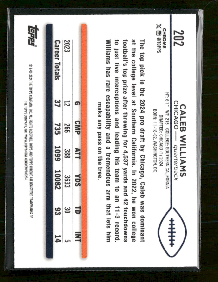 2024 Topps Chrome X-Fractor Caleb Williams Rookie #202