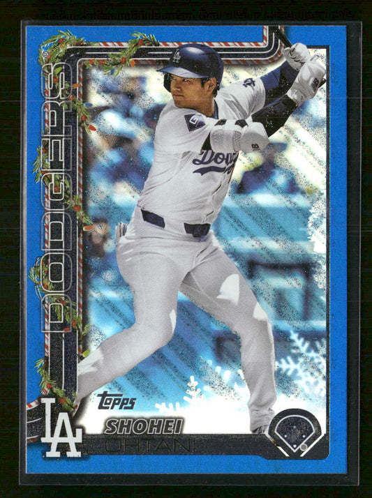 2025 Topps Holiday Blue Metallic Glitter Holiday Shohei Ohtani #H200