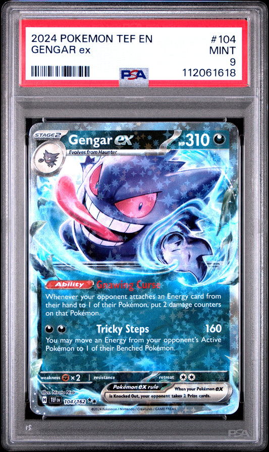 2024 Pokemon Tef En-Temporal Forces Gengar Ex 9 PSA #104