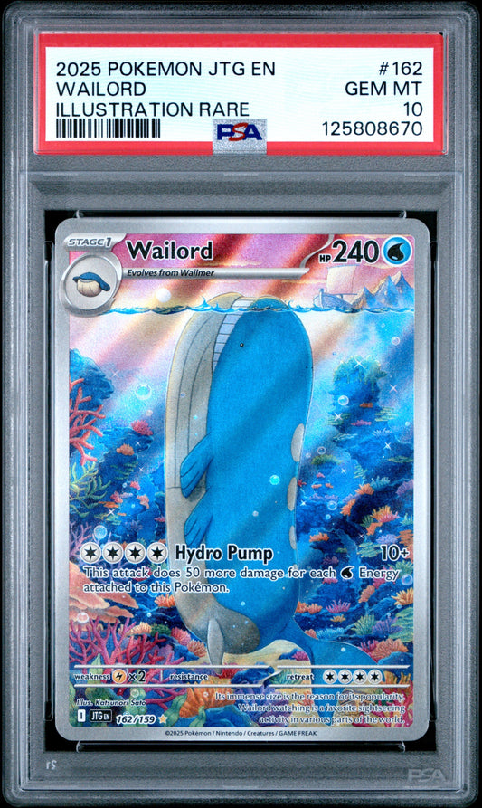 2025 Pokemon Jtg En-Journey Together Illustration Rare Wailord 10 PSA #162