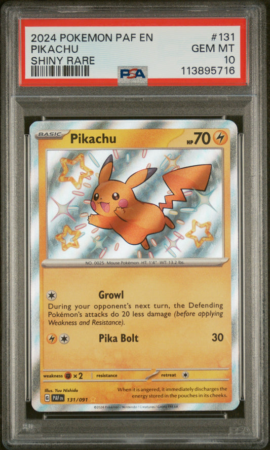 2024 Pokemon Paf En-Paldean Fates Shiny Rare Pikachu 10 PSA #131