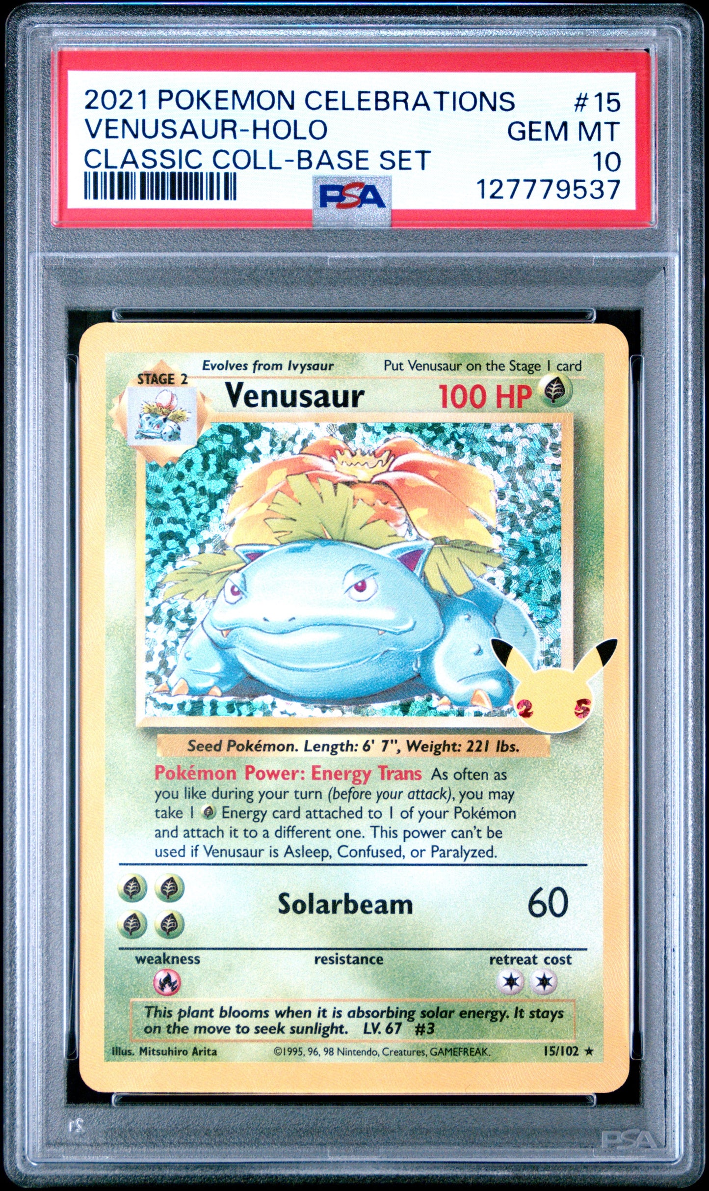 2021 Pokemon Collection Classic Coll-Base Set Venusaur-Holo 10 PSA #15