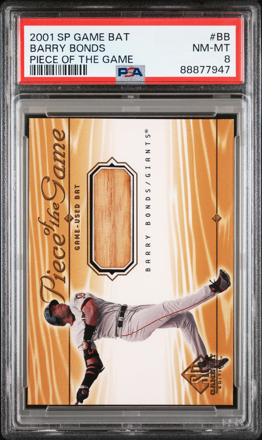 2001 Sp Game Bat Piece Of The Game Piece Of The Game Barry Bonds 8 PSA #BB