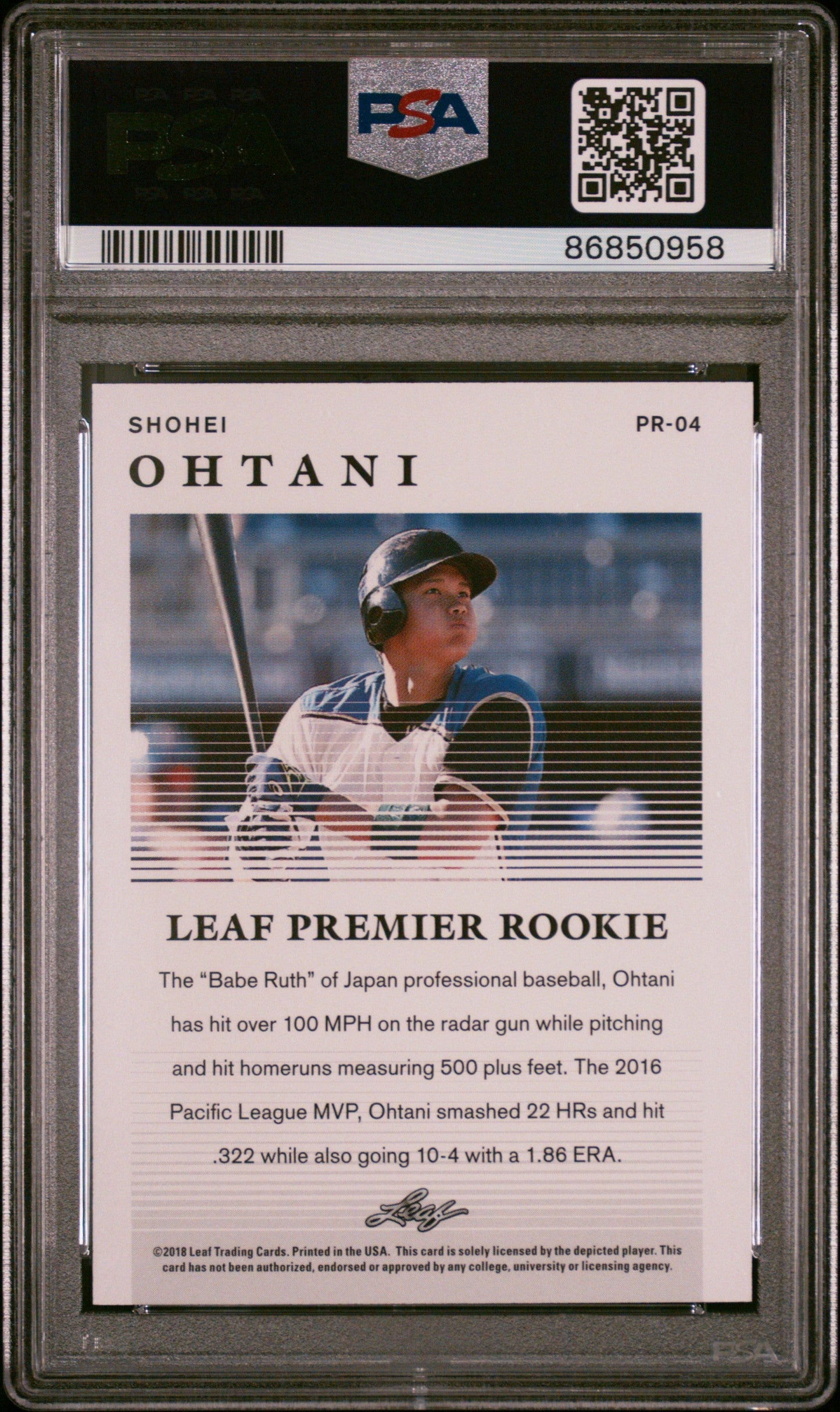 2018 Leaf Premier Rookies Premier Rookies Shohei Ohtani 10 PSA #PR-04