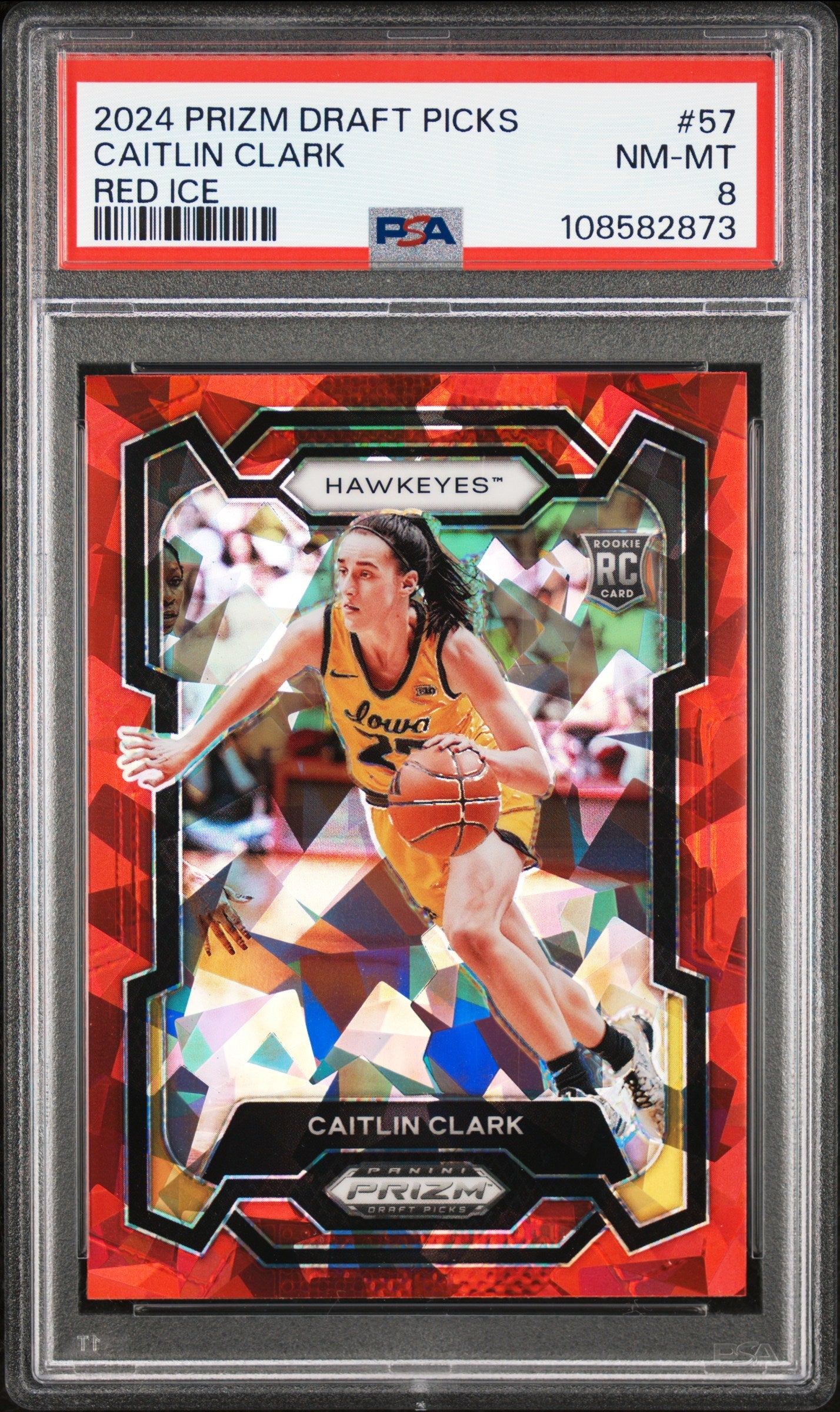 2024 Panini Prizm Draft Picks Red Ice Caitlin Clark 8 PSA #57