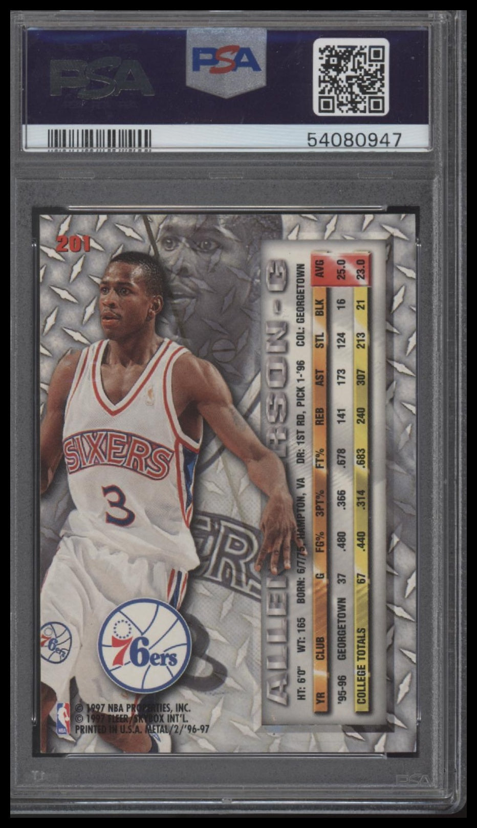 1996 Metal Allen Iverson 9 PSA #201