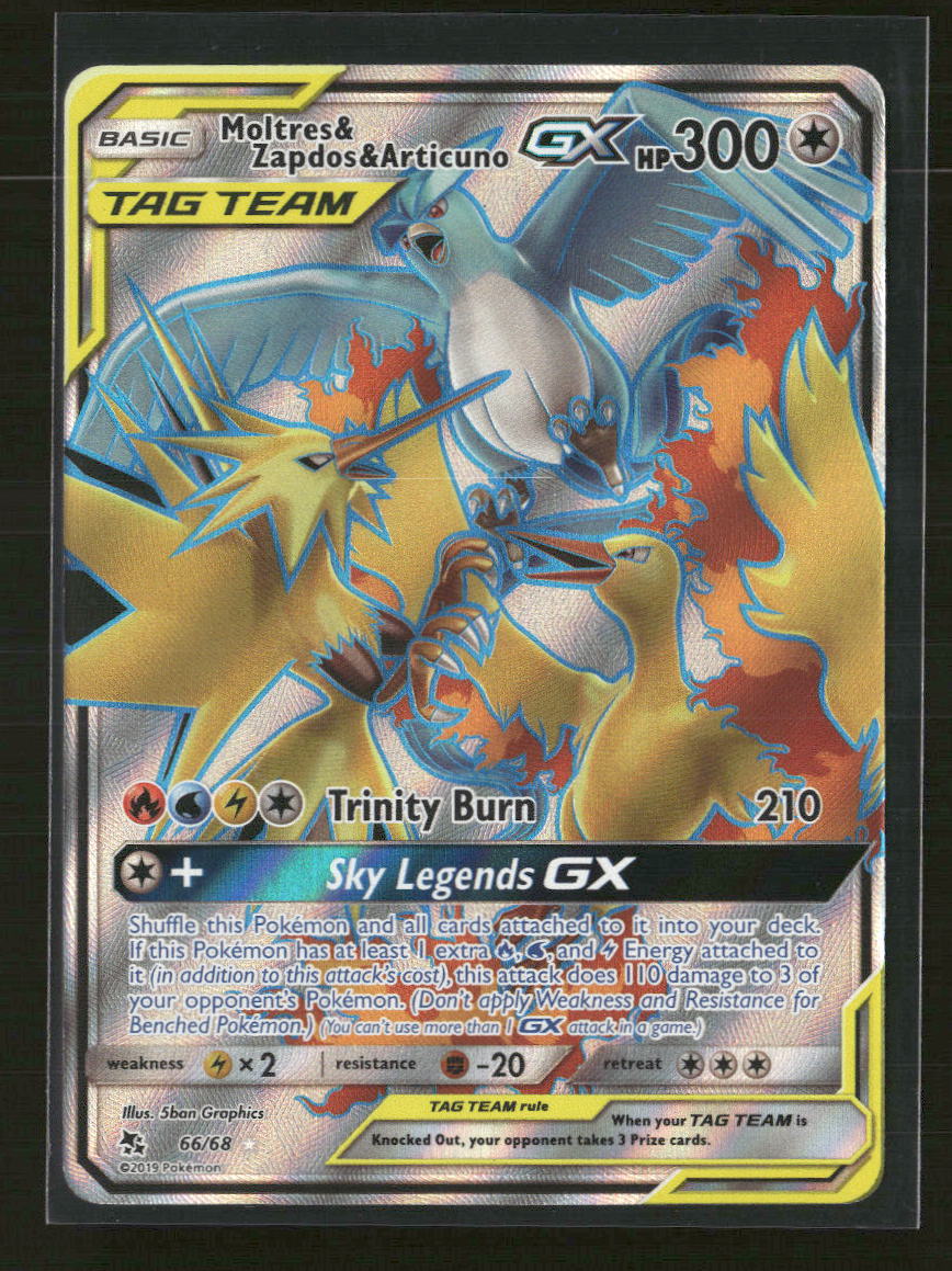 Hidden Fates Moltres & Zapdos & Articuno GX (Full Art) #66/68