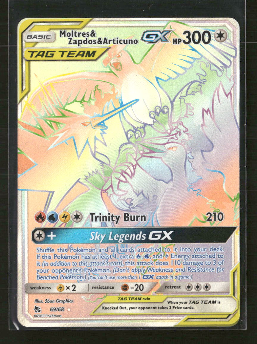 Hidden Fates Moltres & Zapdos & Articuno GX (Secret) #69/68