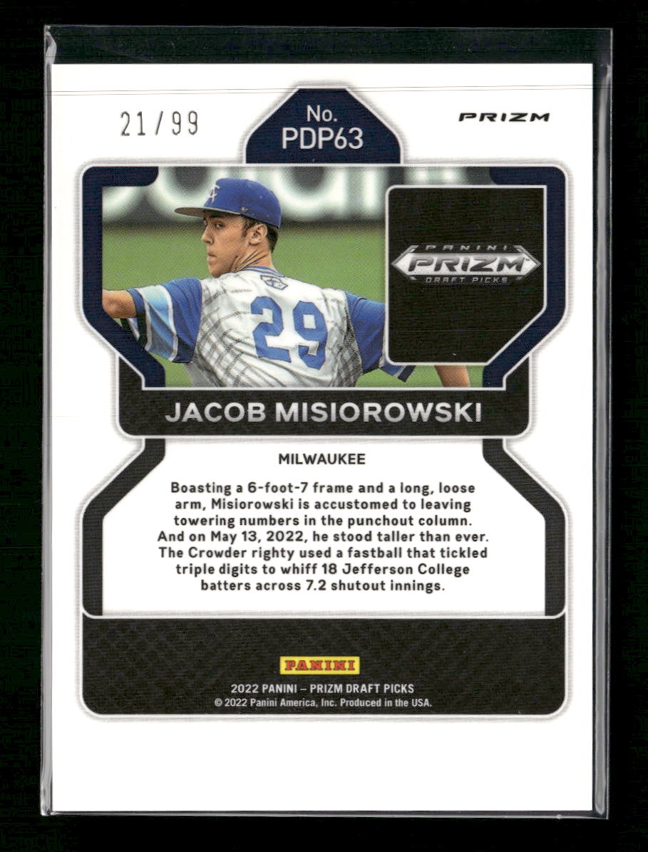 2022 Panini Prizm Draft Picks Red Donut Circles Jacob Misiorowski #/99 #PDP63
