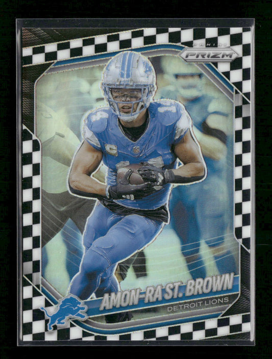 2025 Panini Prizm Black and White Checker Amon-Ra St. Brown #187