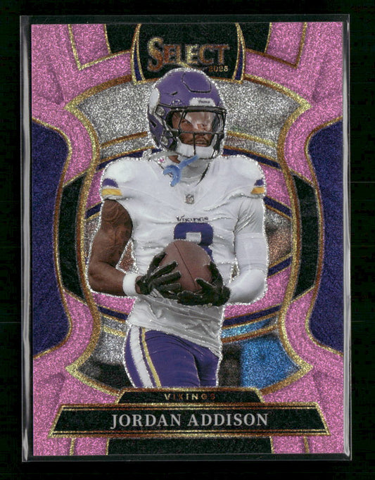 2025 Panini Select Pink Glitter Prizm Jordan Addison #/15 #65