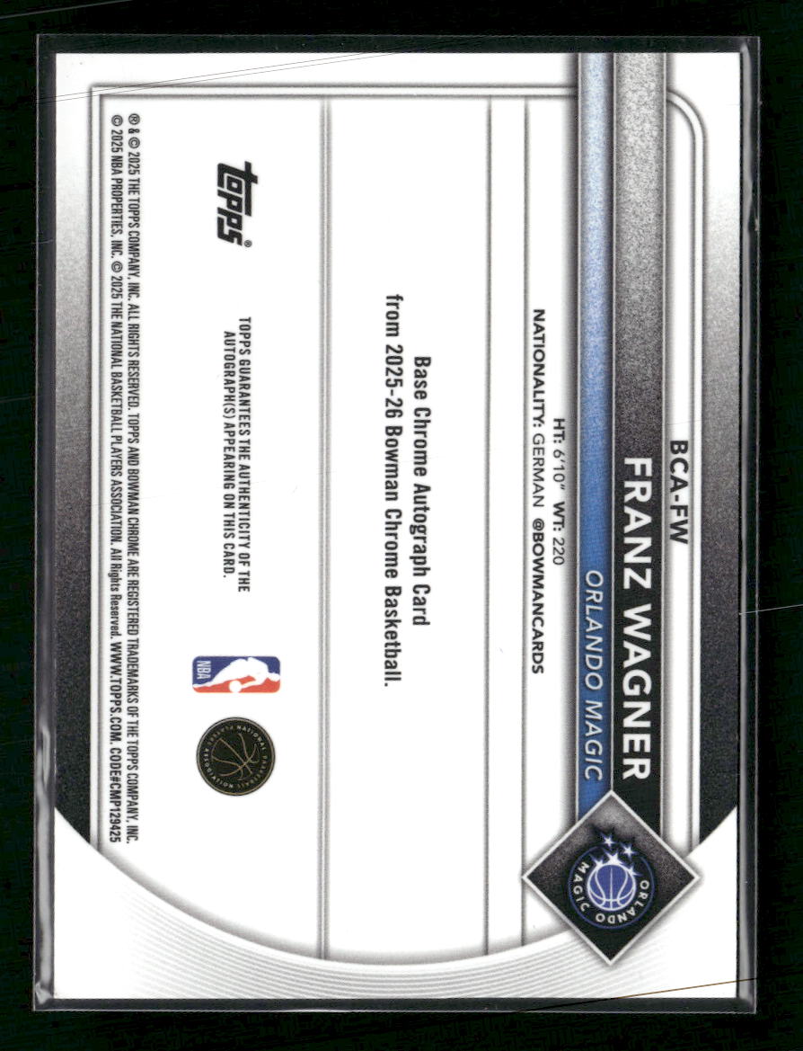 2025-26 Bowman Chrome Autographs Green Geometric Franz Wagner #/99 Auto #BCA-FW