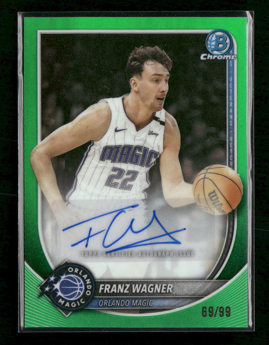 2025-26 Bowman Chrome Autographs Green Geometric Franz Wagner #/99 Auto #BCA-FW