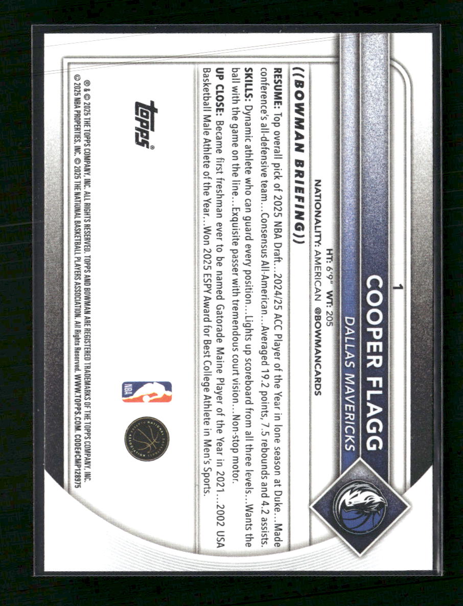 2025-26 Bowman Cooper Flagg Rookie #1