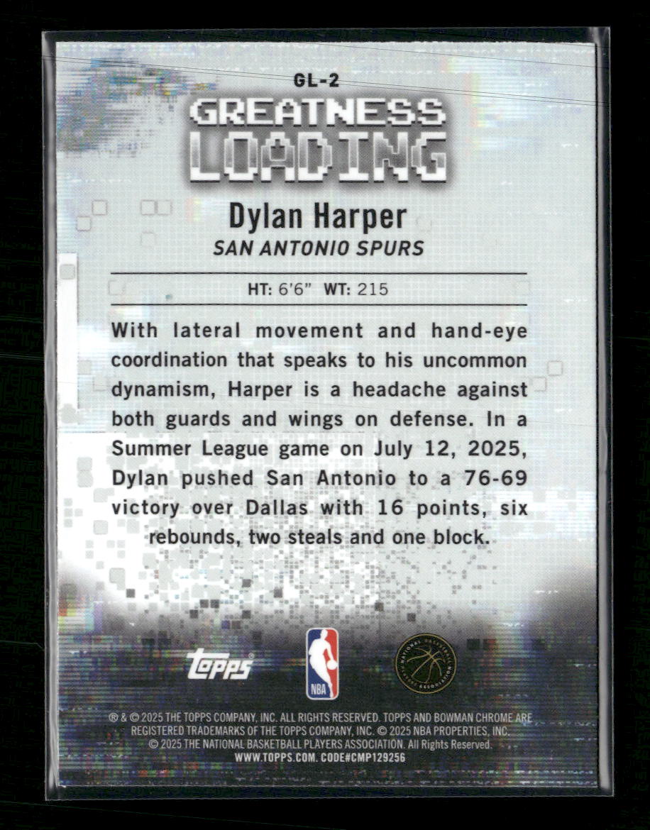 2025-26 Bowman Greatness Loading Dylan Harper #GL-2