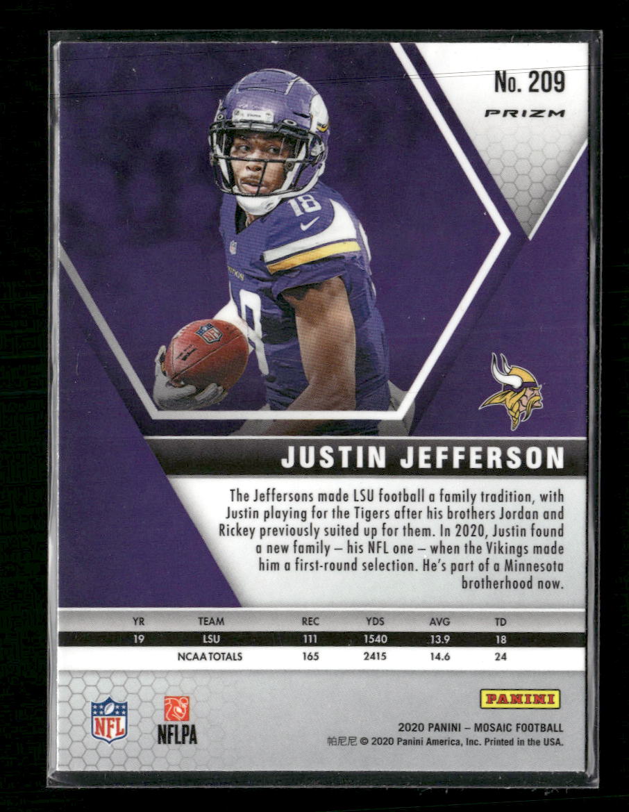 2020 Panini Mosaic Prizm Camo Pink Justin Jefferson Rookie #209