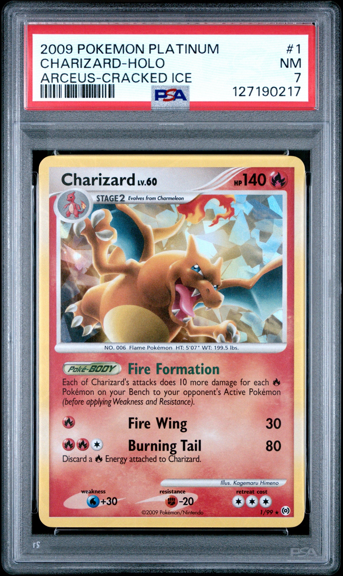 2009 Pokemon Platinum Arceus Arceus-Cracked Ice Charizard-Holo 7 PSA #1
