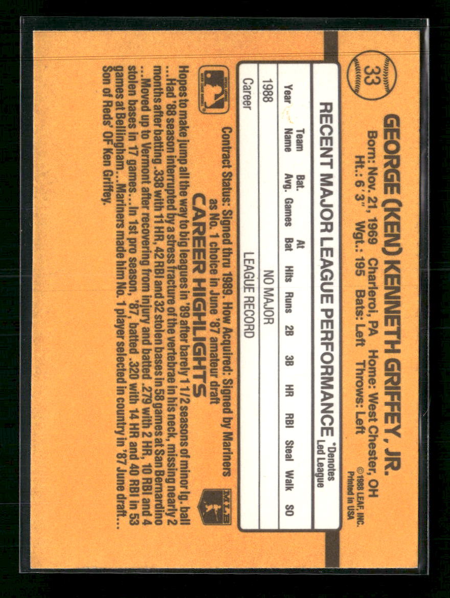 1989 Donruss Ken Griffey Jr. Rookie #33