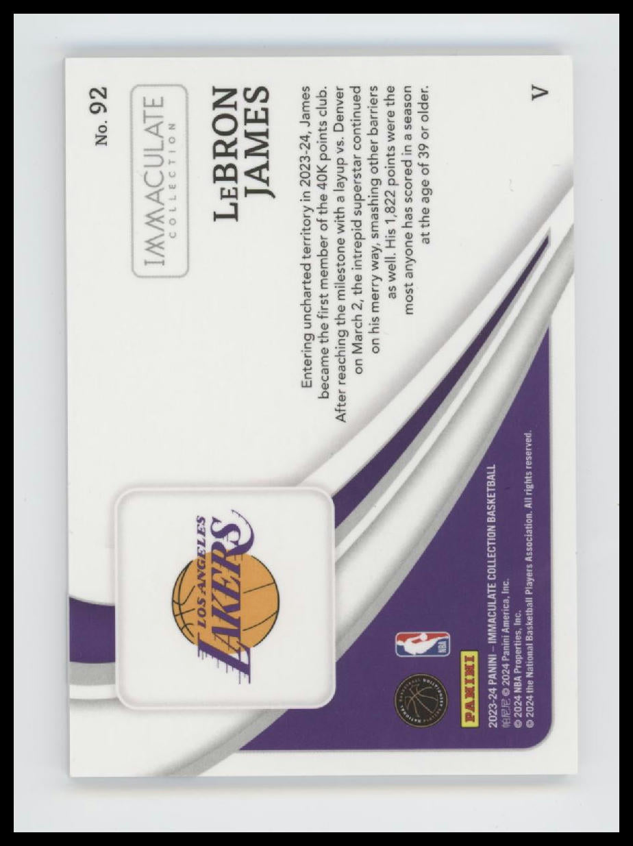 2023-24 Panini Immaculate Collection Blue LeBron James #/25 #92