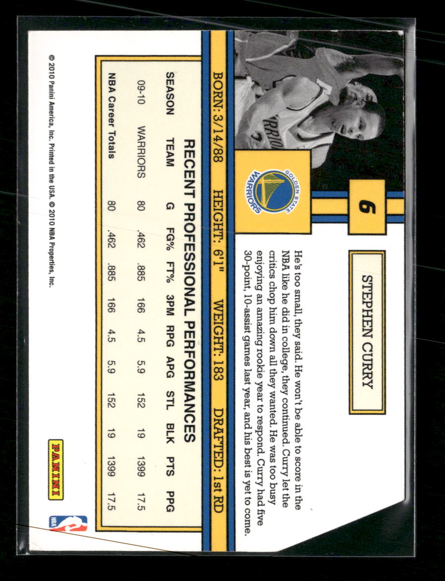 2010-11 Donruss Magicians Die Cuts Emerald Stephen Curry #6